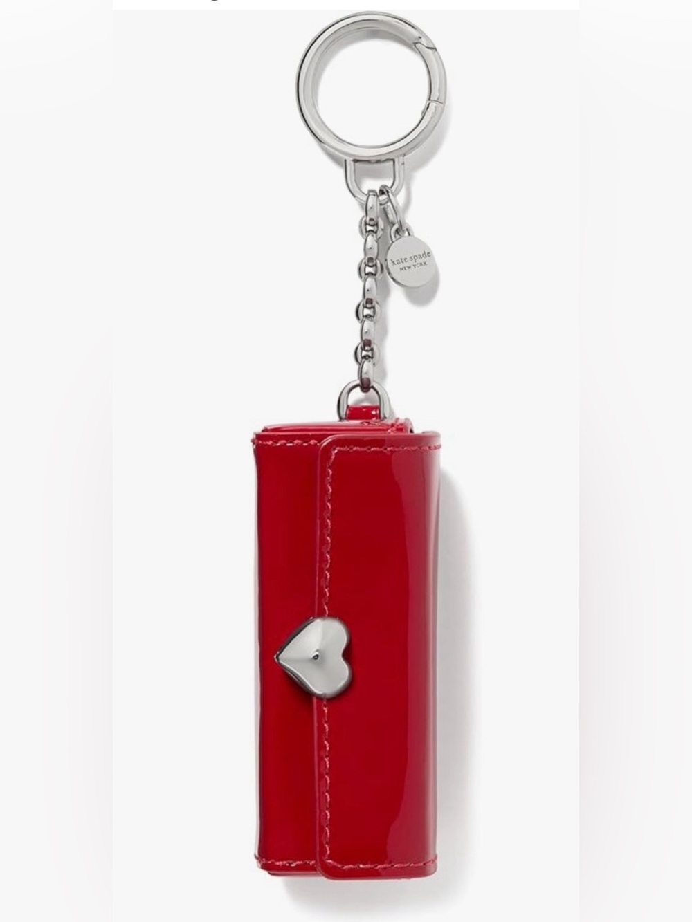 Kate Spade Red Patent Heart Keychain Lipstick Wallet - Picture 1 of 5